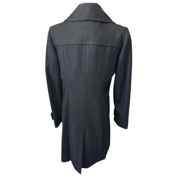 Michael Kors Black Wool Blend Double Breasted Trench Coat Brass Buttons - Picture 5 of 9